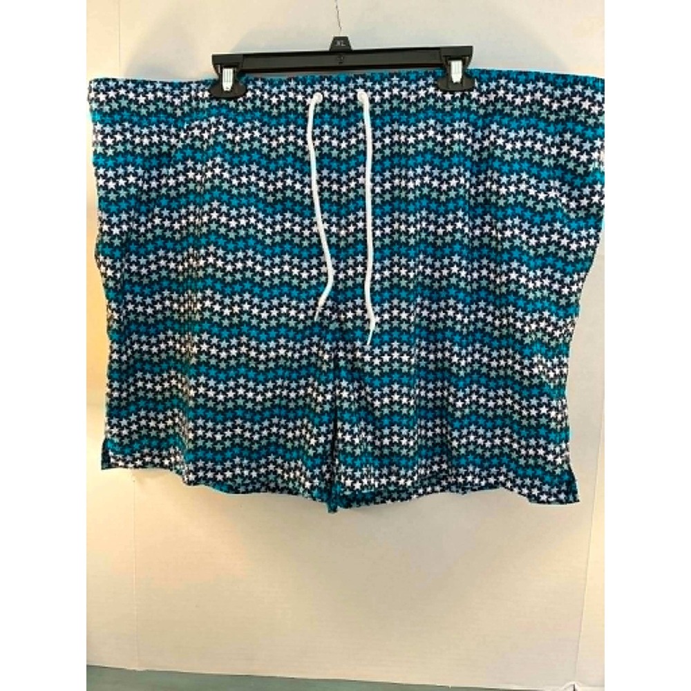 George Mens Swim Trunks Blue Teal Star Print Board Shorts 3XL 48-50